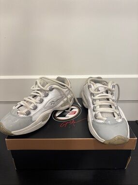 Reebok White and Gray Women's Low-Top  Iverson’s